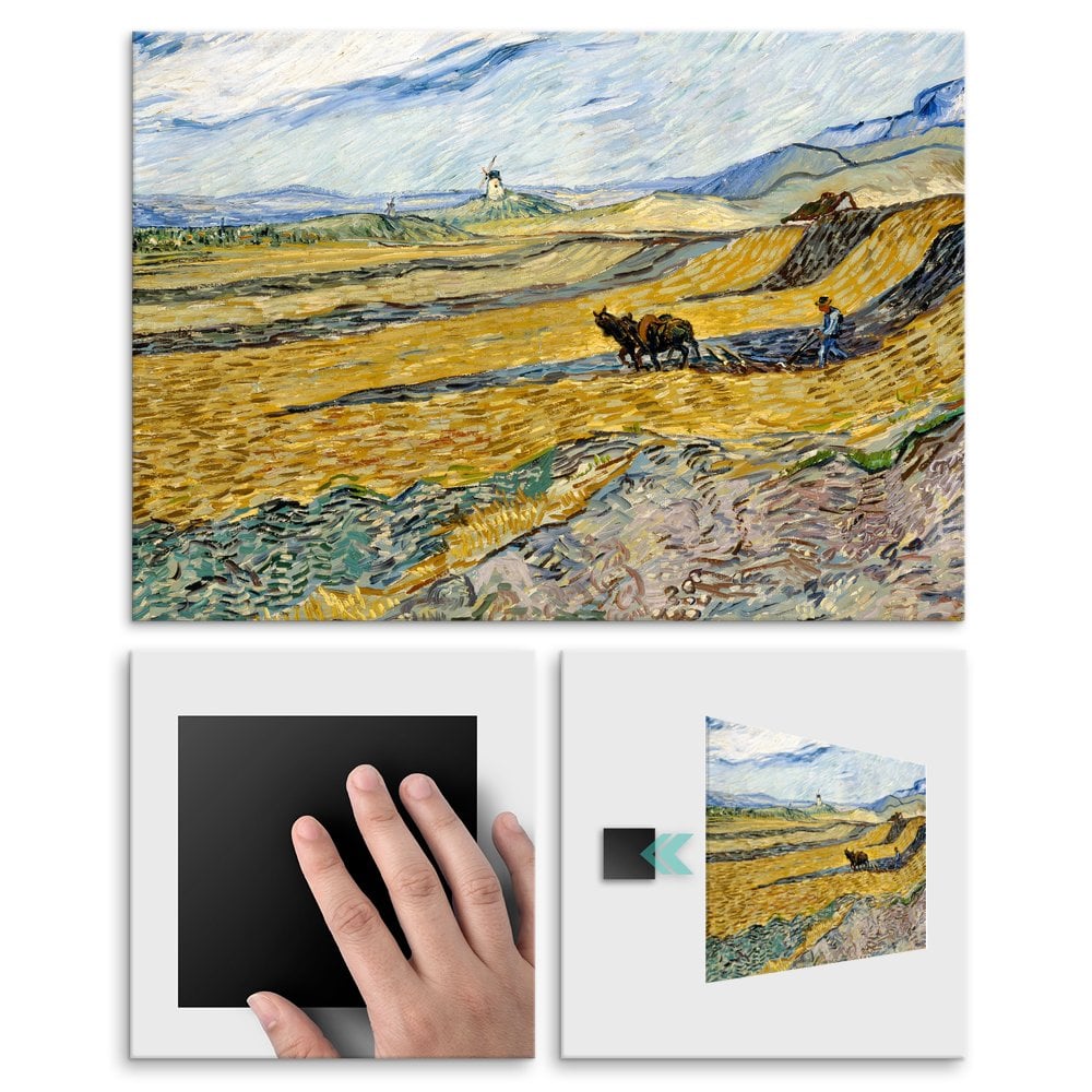 Plakat metalowy Vincent Van Gogh Enclosed Field With Ploughman M