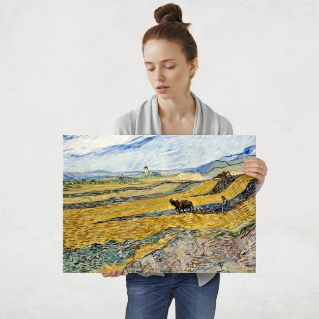 Plakat metalowy Vincent Van Gogh Enclosed Field With Ploughman L