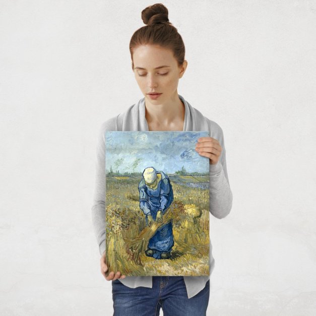 Plakat metalowy Vincent Van Gogh  Peasant Woman Binding Sheaves M