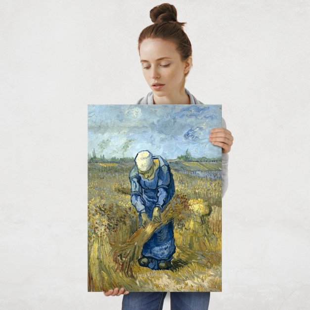 Plakat metalowy Vincent Van Gogh  Peasant Woman Binding Sheaves L
