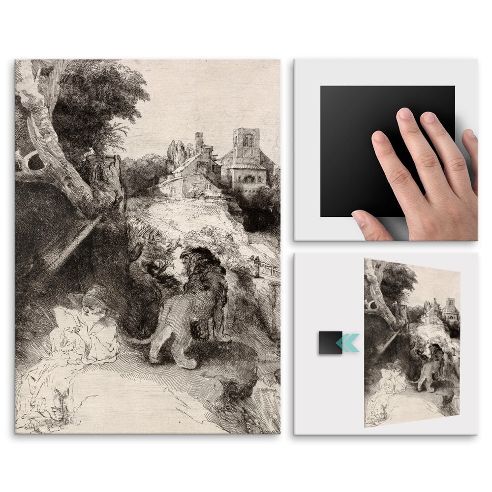 Plakat metalowy Rembrandt van Rijn Saint Jerome Reading in an Italian Landscape L