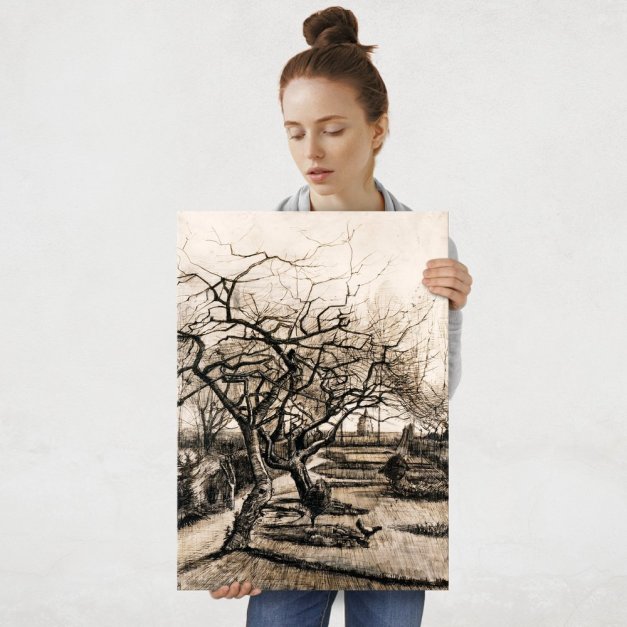 Plakat metalowy Vincent Van Gogh The Parsonage Garden at Nuenen in Winter L