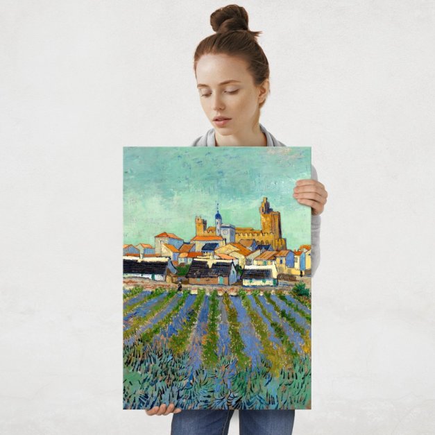 Plakat metalowy Vincent Van Gogh View of Saintes-Maries-de-la-Mer L