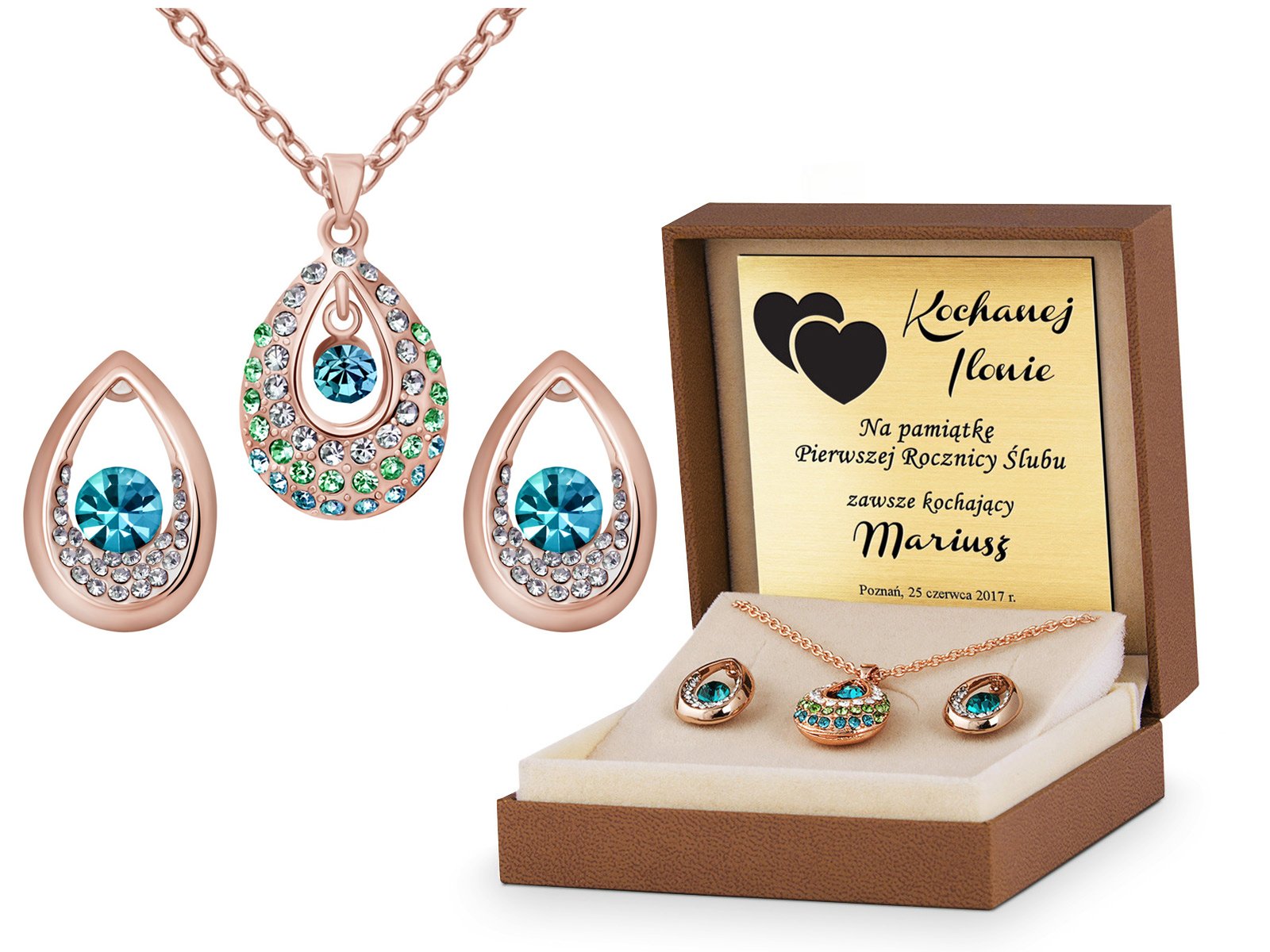 Komplet Swarovski Elements EZKI ZIELONE