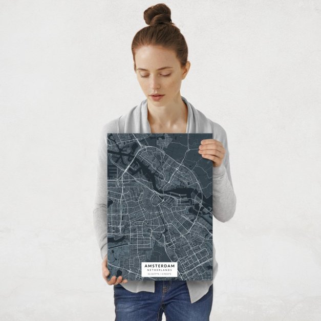 Plakat metalowy Mapa Navy  Amsterdam M
