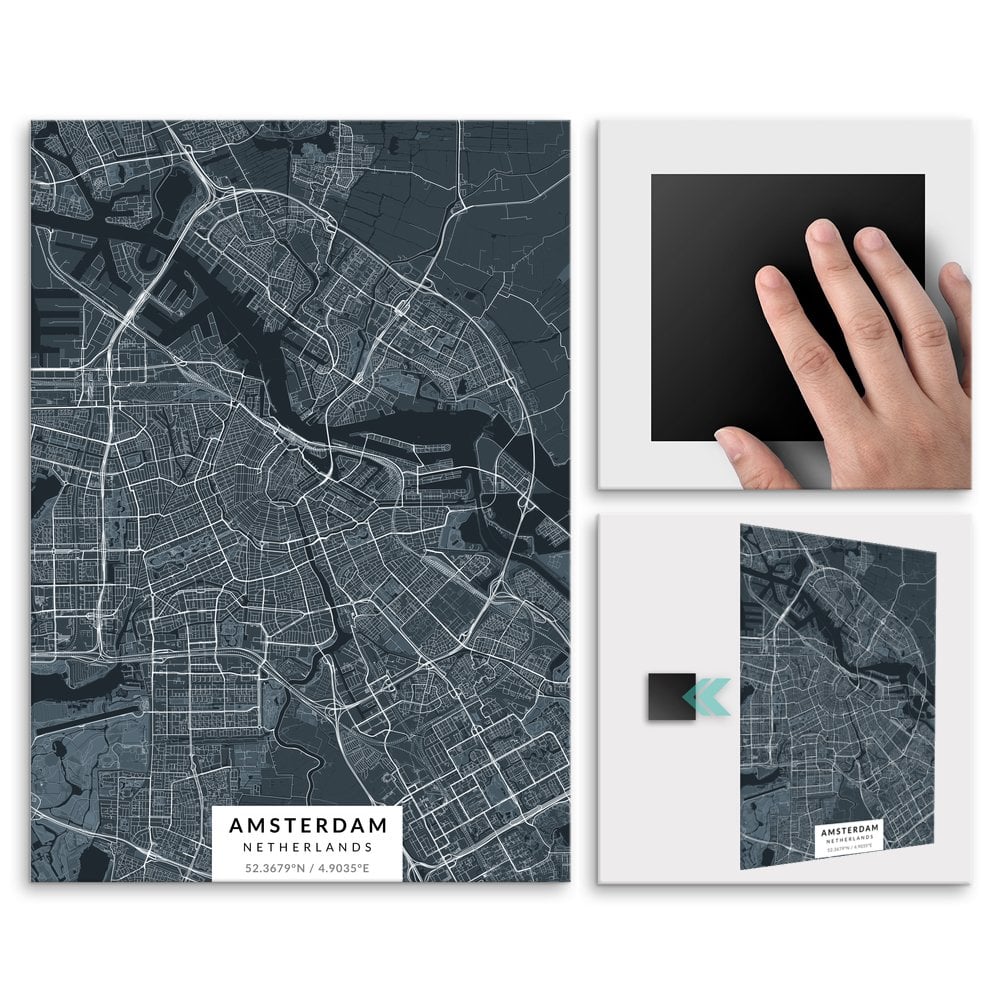 Plakat metalowy Mapa Navy Amsterdam M