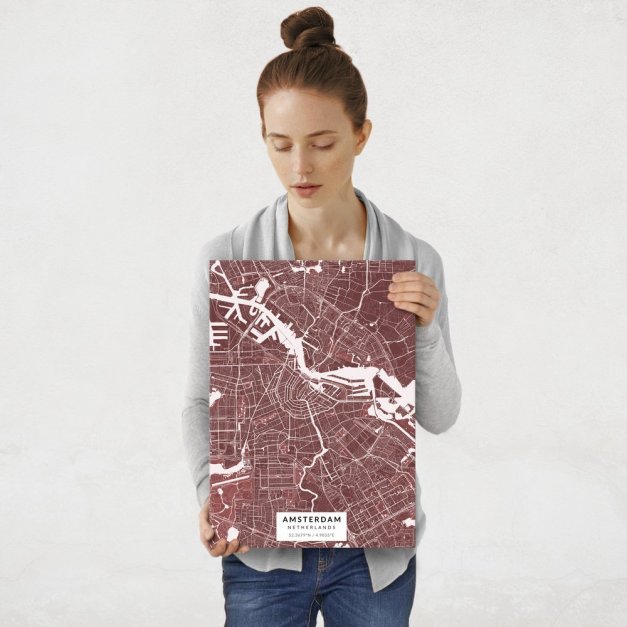 Plakat metalowy Mapa Burgund Amsterdam M