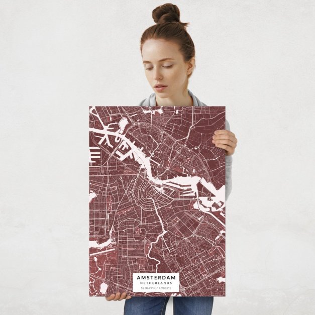 Plakat metalowy Mapa Burgund Amsterdam L