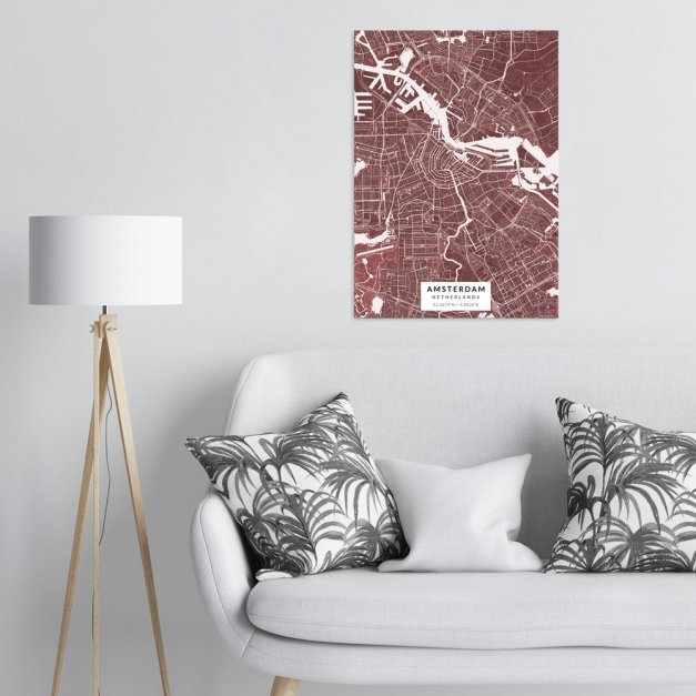Plakat metalowy Mapa Burgund Amsterdam L
