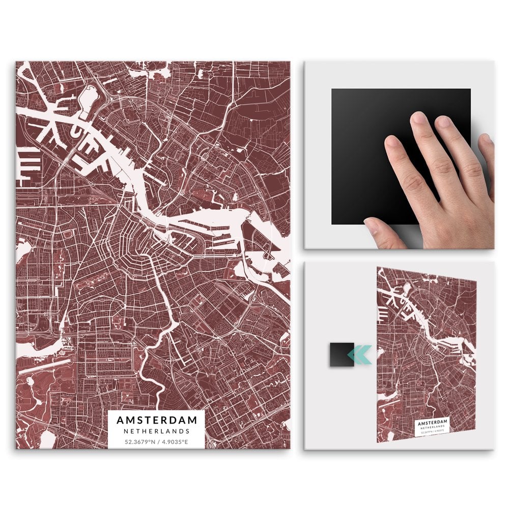 Plakat metalowy Mapa Burgund Amsterdam L