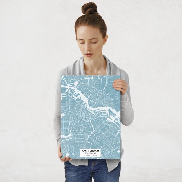 Plakat metalowy Mapa Lazur Amsterdam M