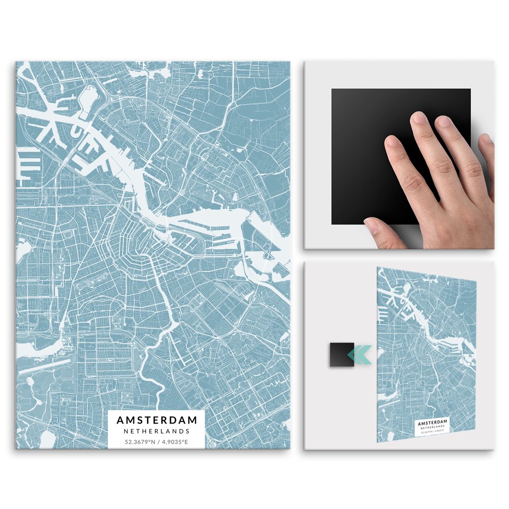 Plakat metalowy Mapa Lazur Amsterdam M