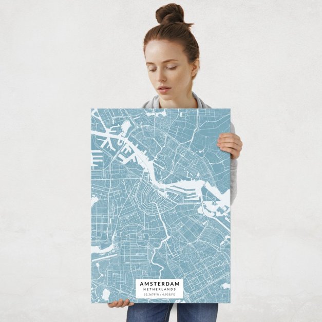 Plakat metalowy Mapa Lazur Amsterdam L