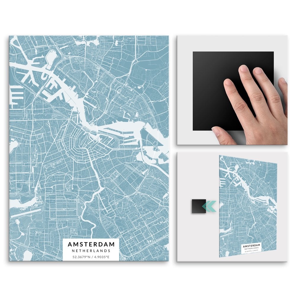 Plakat metalowy Mapa Lazur Amsterdam L