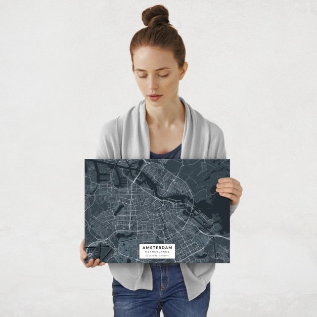 Plakat metalowy Mapa Navy Amsterdam M
