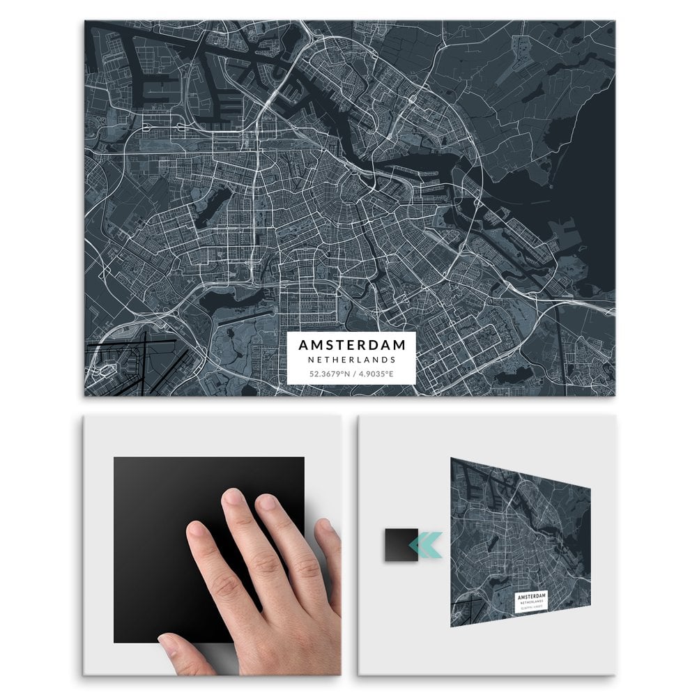 Plakat metalowy Mapa Navy Amsterdam M