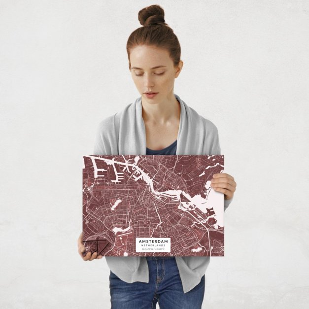 Plakat metalowy Mapa Burgund Amsterdam M