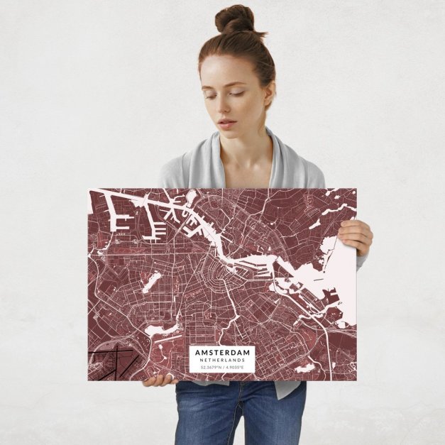 Plakat metalowy Mapa Burgund Amsterdam L