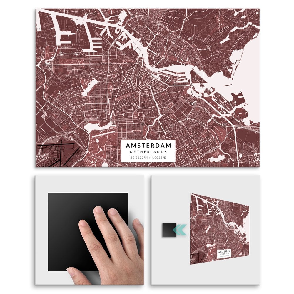 Plakat metalowy Mapa Burgund Amsterdam L