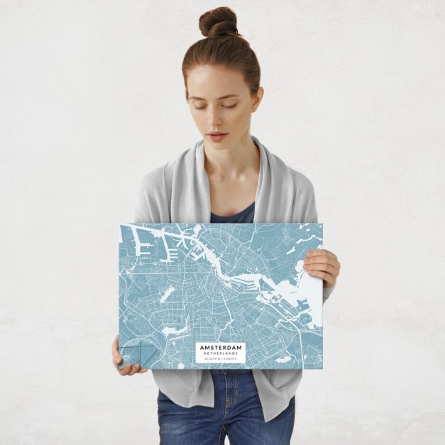 Plakat metalowy Mapa Lazur Amsterdam M