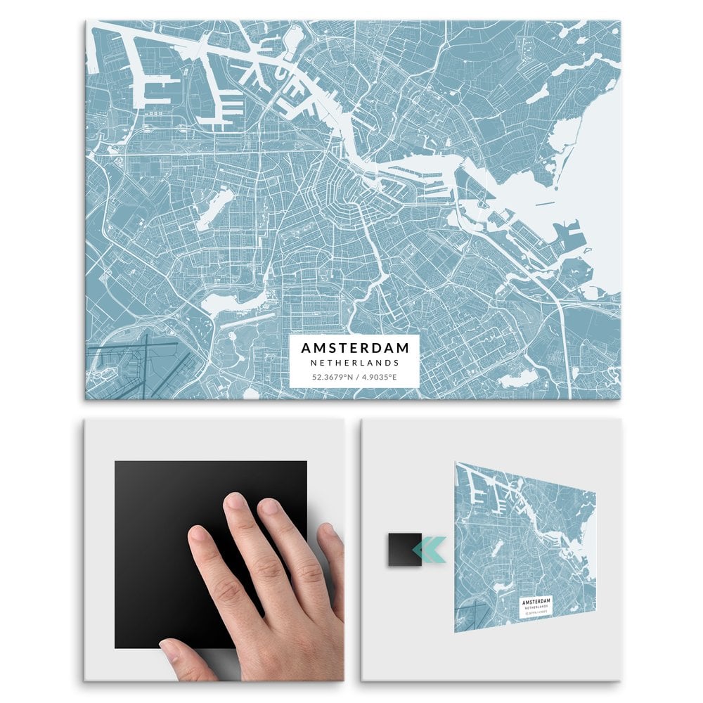 Plakat metalowy Mapa Lazur Amsterdam M