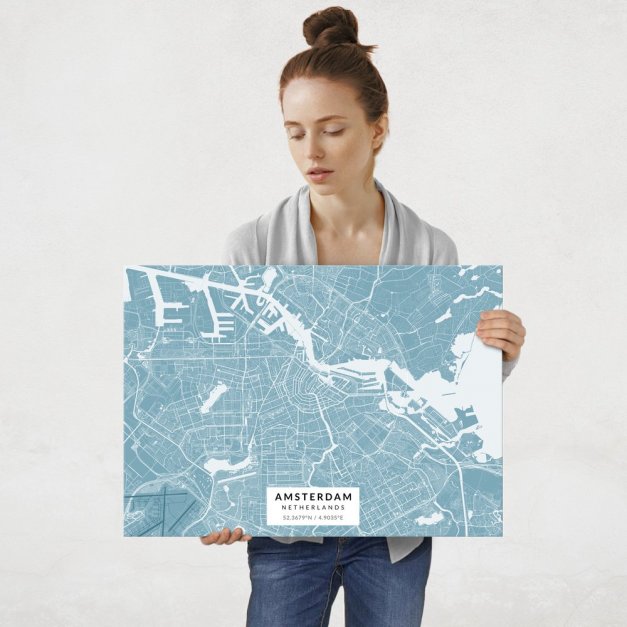Plakat metalowy Mapa Lazur Amsterdam L