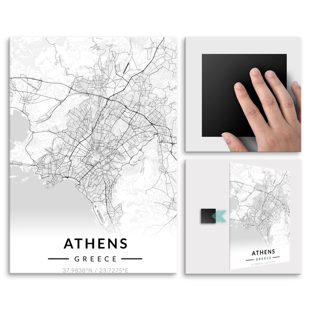 Plakat metalowy Mapa B&W Ateny L