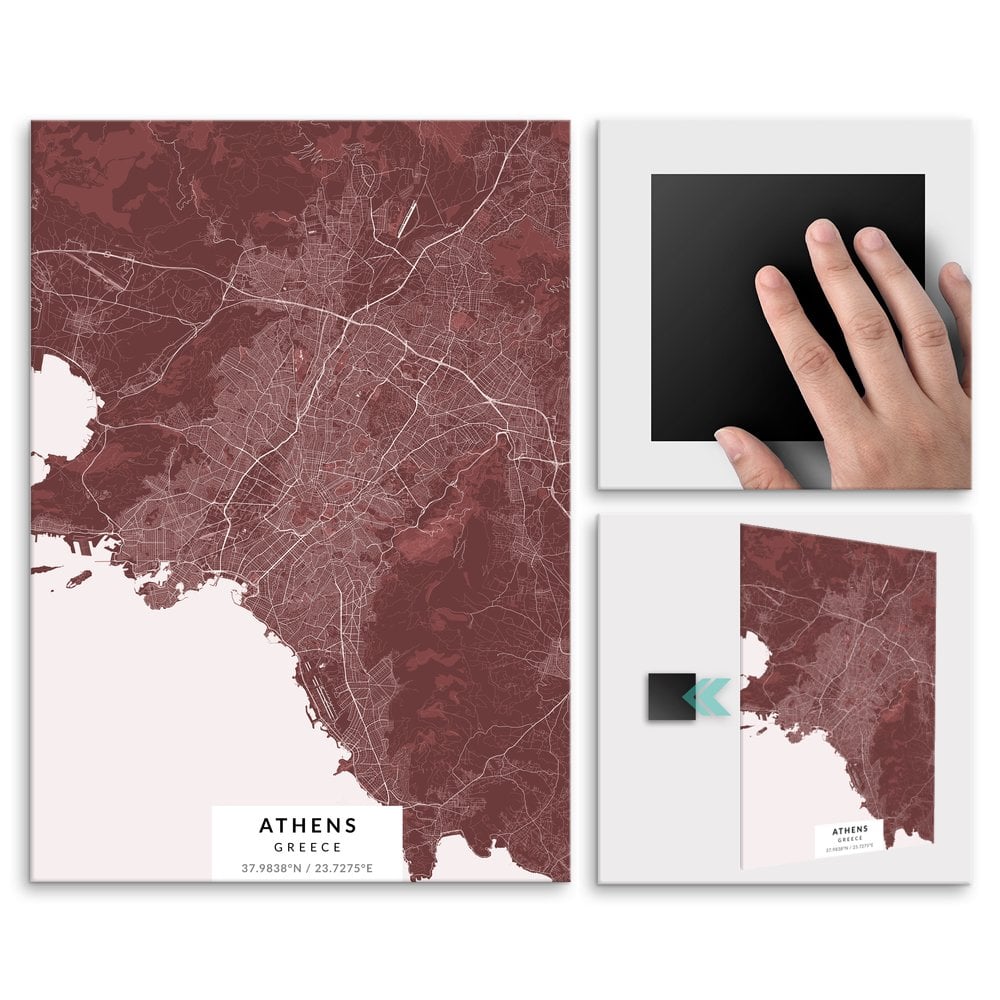 Plakat metalowy Mapa Burgund Ateny L
