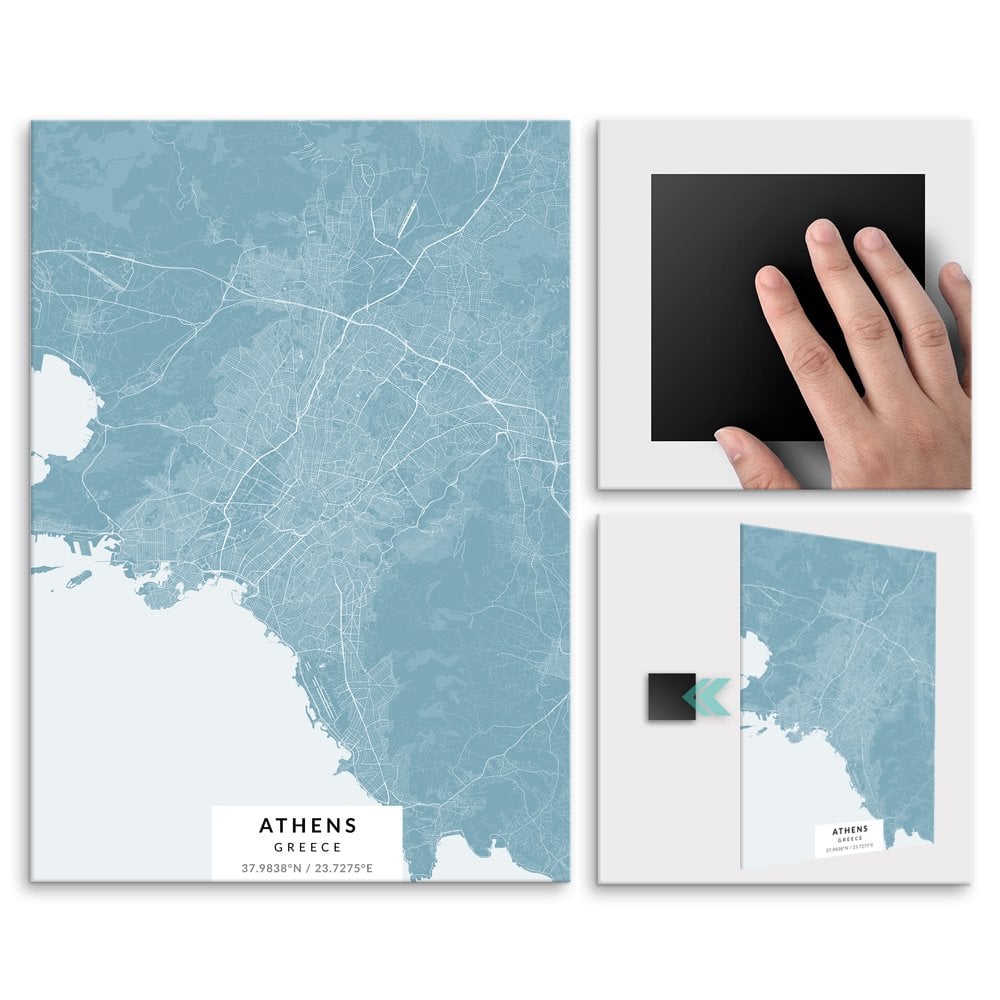 Plakat metalowy Mapa Lazur Ateny M