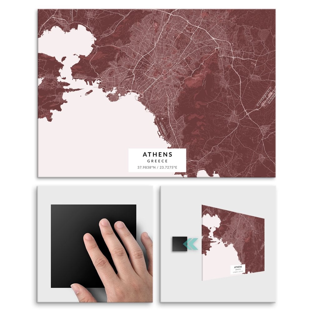 Plakat metalowy Mapa Burgund Ateny M