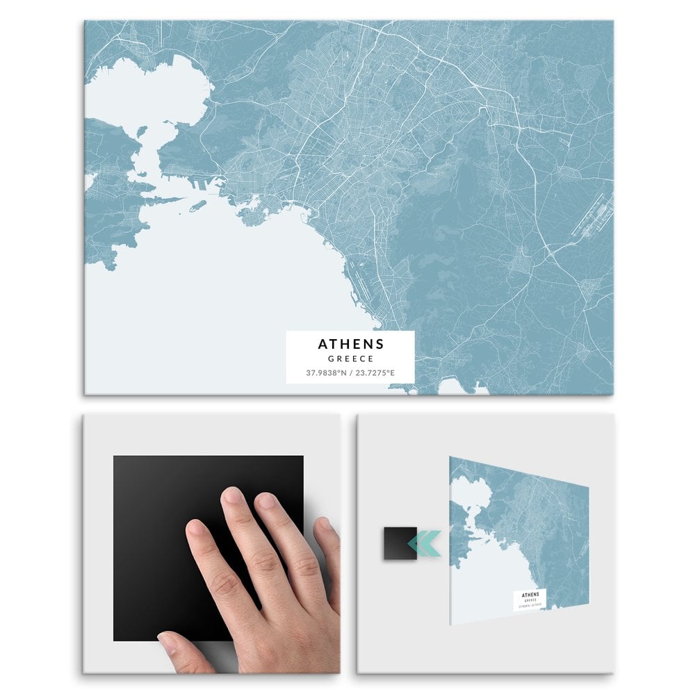 Plakat metalowy Mapa Lazur Ateny L