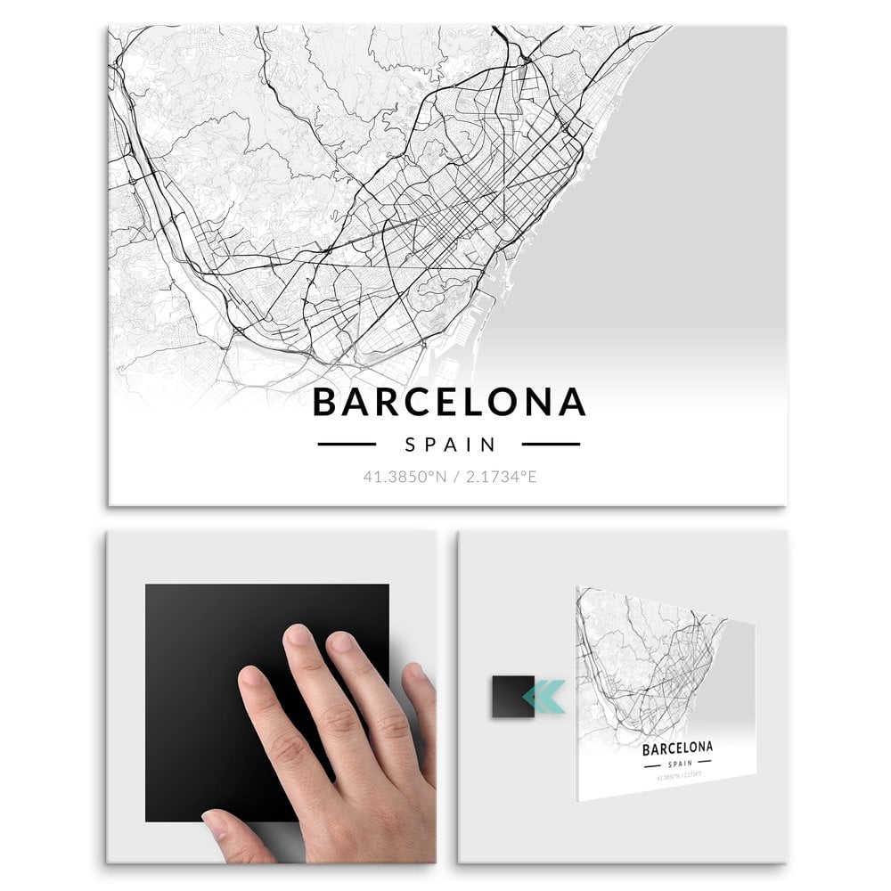 Plakat metalowy Mapa B&W Barcelona M