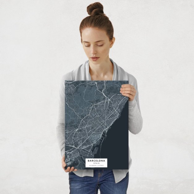 Plakat metalowy Mapa Navy Barcelona M