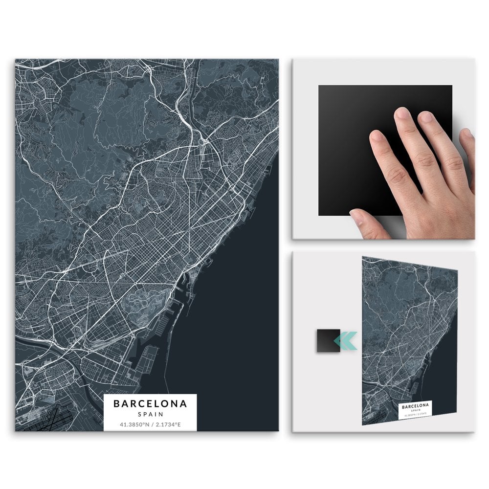 Plakat metalowy Mapa Navy Barcelona L