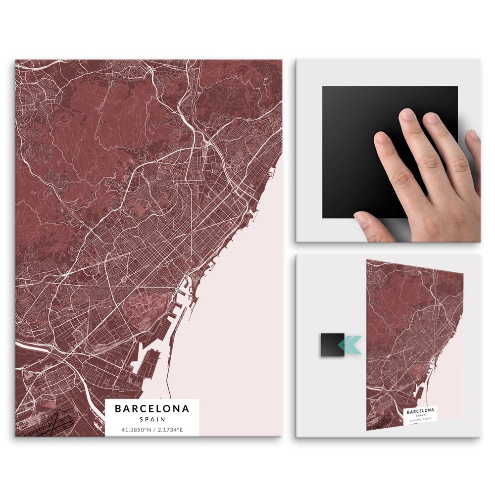 Plakat metalowy Mapa Burgund Barcelona M