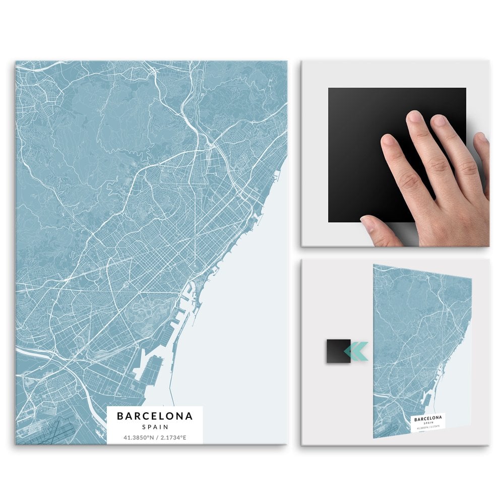 Plakat metalowy Mapa Lazur Barcelona M