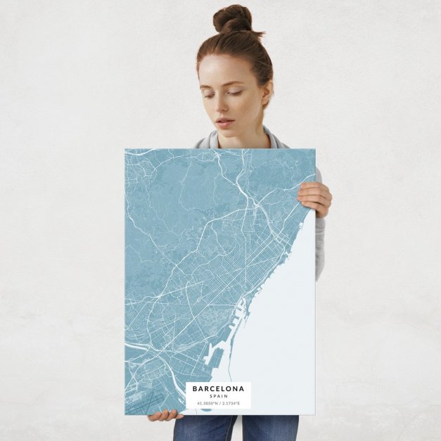 Plakat metalowy Mapa Lazur Barcelona L