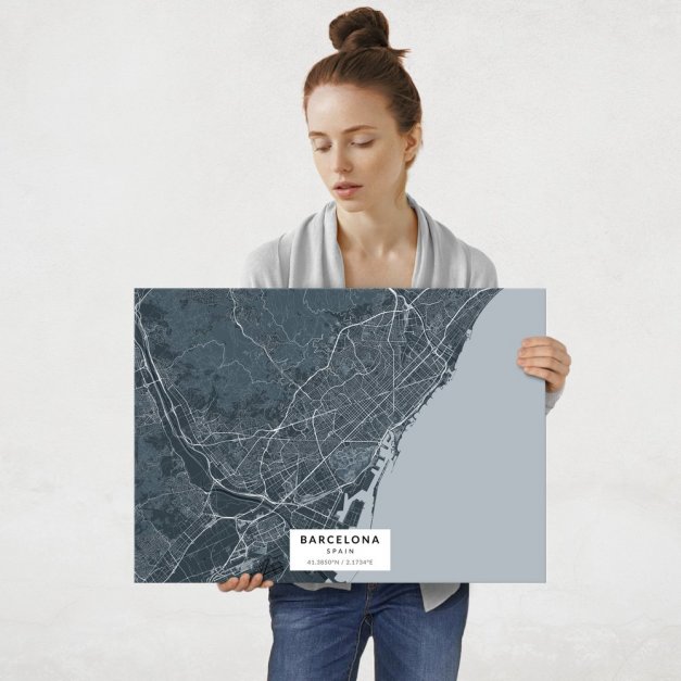Plakat metalowy Mapa Navy Barcelona L