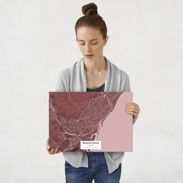 Plakat metalowy Mapa Burgund Barcelona M