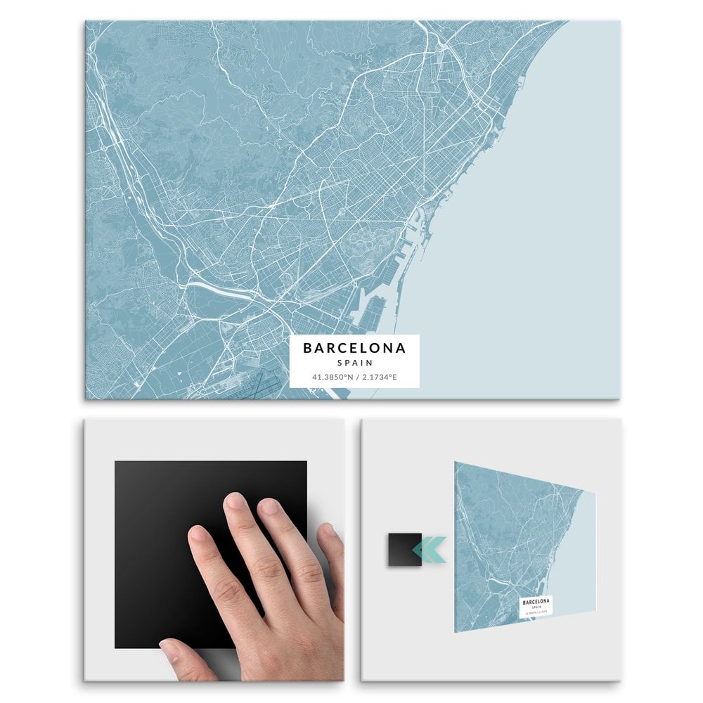Plakat metalowy Mapa Lazur Barcelona M