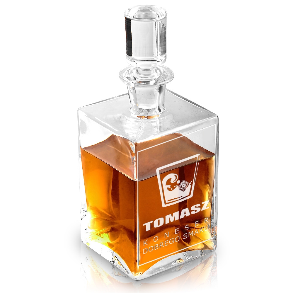 Karafka szklana prostoktna na whisky dla konesera whisky
