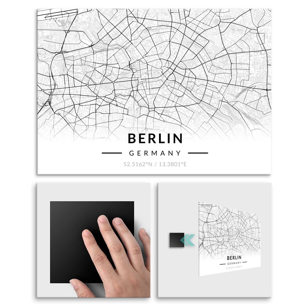 Plakat metalowy Mapa B&W Berlin M