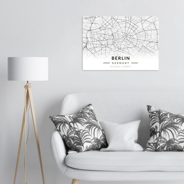 Plakat metalowy Mapa B&W Berlin L