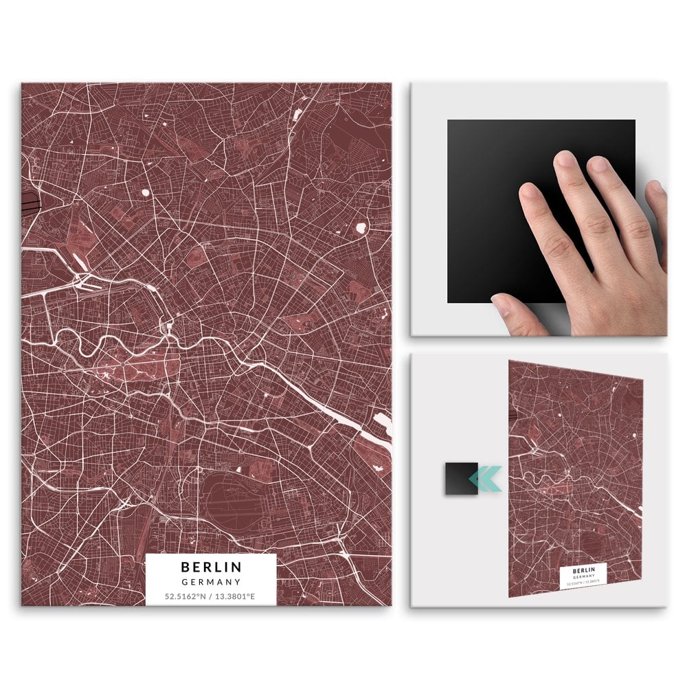 Plakat metalowy Mapa Burgund Berlin L