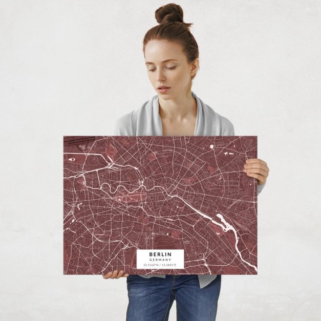 Plakat metalowy Mapa Burgund Berlin L