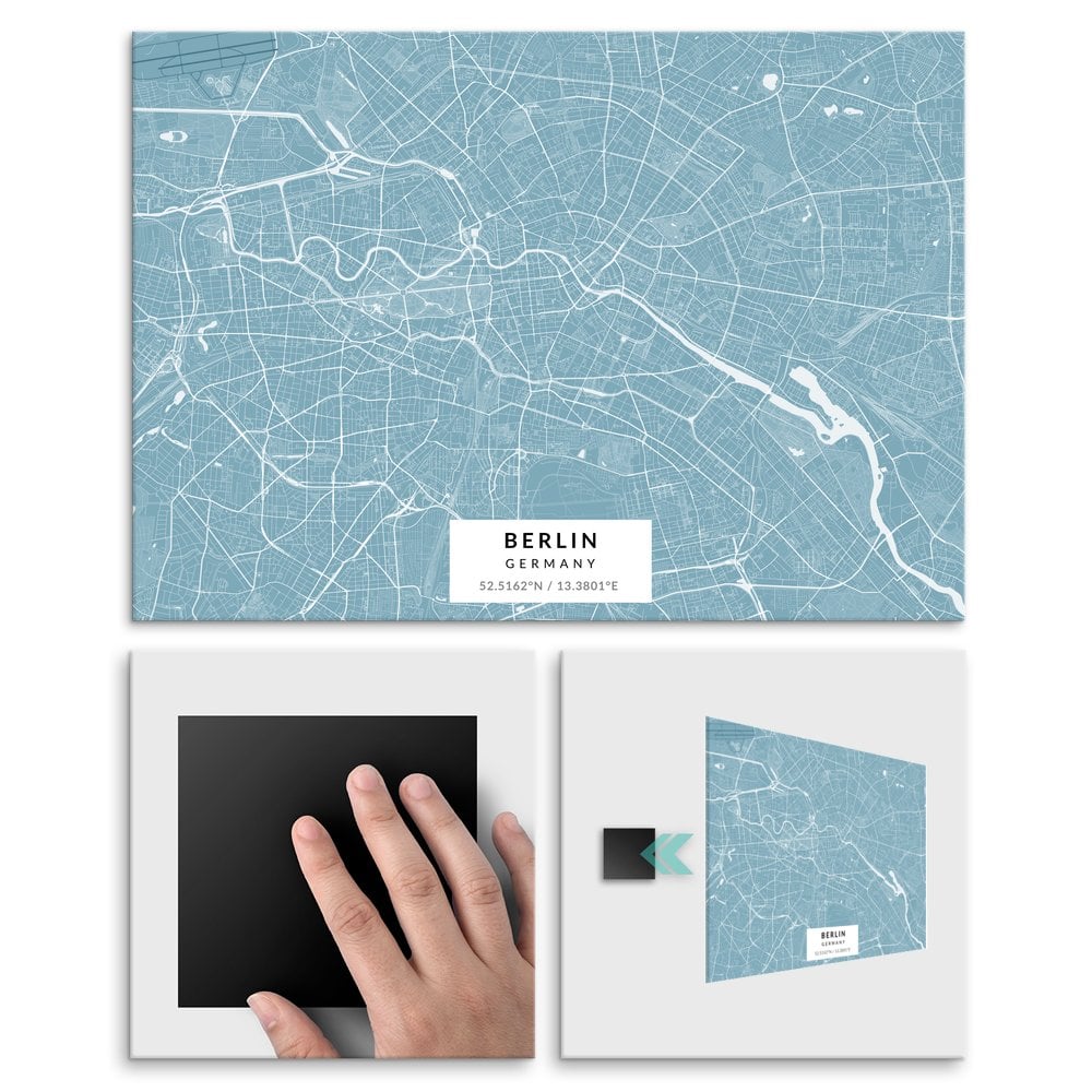 Plakat metalowy Mapa Lazur Berlin L