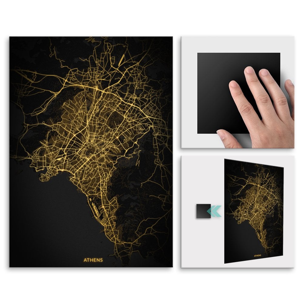 Plakat metalowy Mapa City Lights Ateny M