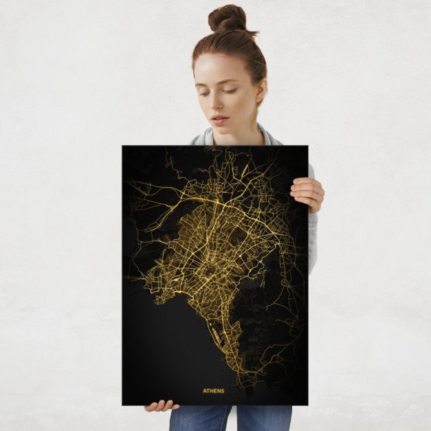 Plakat metalowy Mapa City Lights Ateny L
