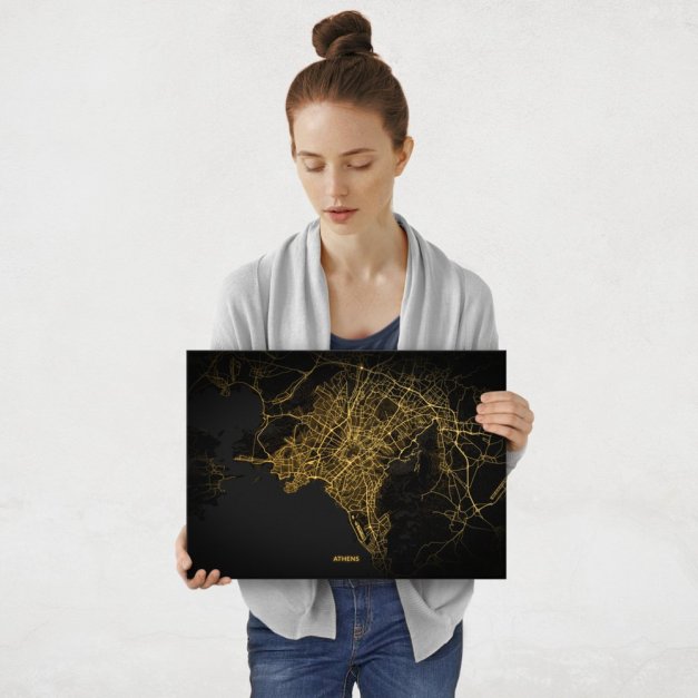 Plakat metalowy Mapa City Lights Ateny M