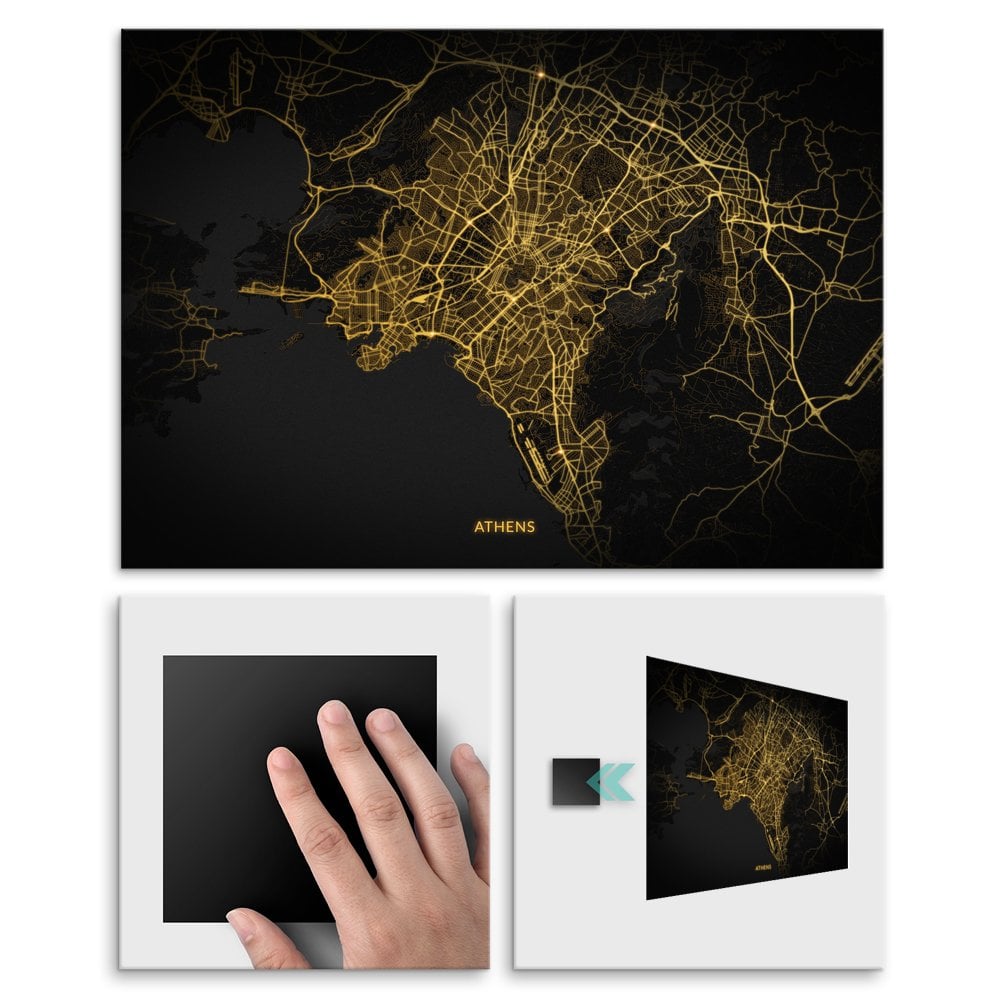 Plakat metalowy Mapa City Lights Ateny L